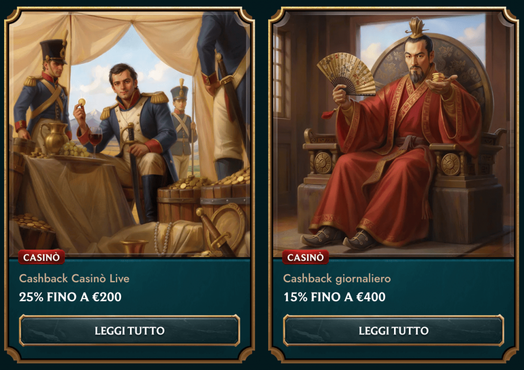 Cashback settimanale fino al 25% e programma VIP esclusivo My Empire Casino